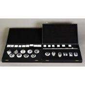 CASE CONTAINING SIX ACRYLIC MODELS OF DIAMOND CUT SHAPES, and a SIMILAR CASE, (2)