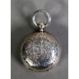 GEORGE V ENGRAVED SILVER SOVEREIGN CASE, of typical form with ring suspension decorated with foliate