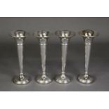 SET OF FOUR FILLED SILVER TRUMPET VASES BY BISHTON’S Ltd, 6” (15.2cm) high, Birmingham 1975, (4)