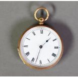 LADY'S SWISS 14ct GOLD OPEN FACED POCKET WATCH with key wind movement by T.H. Russell & Son, Geneve,