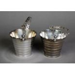 PAIR OF POST WAR SILVER SWING HANDLED BUCKETS, BY WALKER & HALL, BIRMINGHAM 1964, 5 oz