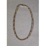 9ct GOLD CHAIN NECKLACE with alternate oval and X shaped links, 17 1/2in (44.5cm) long, 15.5gms