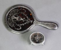 TWO PIECES OF GEORGE V TORTOISESHELL AND PIQUET WORK SILVER, comprising: DRESSING TABLE TRINKET