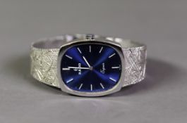 GENT'S RADO ESPOIR SWISS WRISTWATCH, with mechanical movement, blue/black rounded oblong dial with