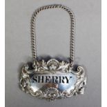 WILLIAM IV, PIERCED DECANTER LABEL, ‘SHERRY’, with shell capped scroll border, London 1836, 0.49ozt,