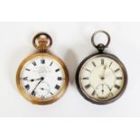 VICTORIAN SILVER CASED WALTHAM AMERICAN WATCH COMPANY OPEN FACED POCKET WATCH with key wind