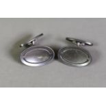 PAIR OF GEORG JENSEN, DENMARK, STERLING SILVER T-BAR CUFFLINKS, with dished oval tops, design No