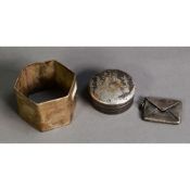 HEXAGONAL ENGINE TURNED SILVER NAPKIN RING IN CARD BOX, Sheffield 1956, together with a STERLING