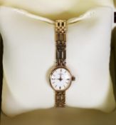 ROTARY 9ct GOLD LADY'S QUARTZ WRIST WATCH with GATE-LINK BRACELET, 17.3 gms gross, in box as