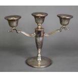 POST WAR WEIGHTED SILVER TWIN BRANCH THREE LIGHT CANDELABRUM, BIRMINGHAM 1963