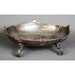 POST WAR SILVER EARLY GEORGIAN REVIVAL SHALLOW OVAL BOWL, the border cast with LAMERIE STYLE
