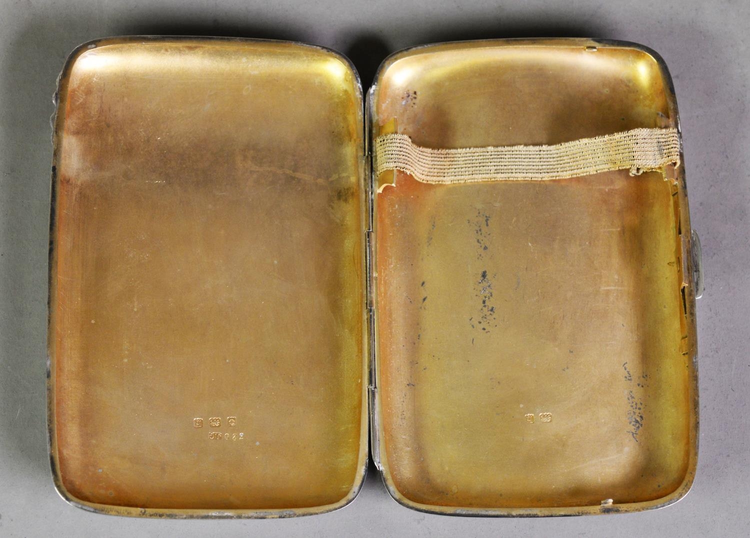 EDWARD VII ENGRAVED SILVER POCKET CIGAR CASE, of curved oblong form with gilt interior, well - Image 3 of 3