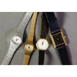 TWO LADY'S GRADUS SWISS BRACELET WATCHES with oval dials, with batons, one gold plated with quartz