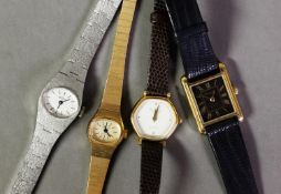 TWO LADY'S GRADUS SWISS BRACELET WATCHES with oval dials, with batons, one gold plated with quartz