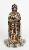 VINTAGE KNIGHT IN ARMOUR CAST METAL LUSTRE FINISH FIRESIDE COMPANION STAND WITH ORIGINAL