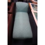 UPHOLSTERED OTTOMAN CHAISE LONGUE, IN POWDER BLUE FABRIC