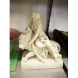 PARIAN FIGURE GROUP NUDE FEMALE FIGURE RECLINING ON THE BACK OF A LION (A.F.)