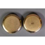 TWO STRATTON CIRCULAR POWDER COMPACTS, one with mother of pearl tiled top, the other with