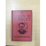 A. CONAN DOYLE - A STUDY IN SCARLET, 1918 EDITION WITH BLACK LETTERING AND PORTRAIT OF THE EPONYMOUS