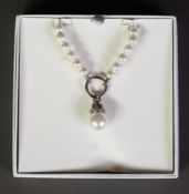 TI SENTO, MILANO, CONTINUOUS NECKLACE OF UNIFORM IMITATION PEARLS with rhodium plated and cubic