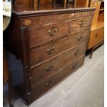 GEORGE III MAHOGANY CHEST OF TWO OVER THREE DRAWERS WITH CLUSTER PILASTER COLUMNS AND SUPPORTED ON