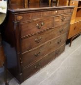 GEORGE III MAHOGANY CHEST OF TWO OVER THREE DRAWERS WITH CLUSTER PILASTER COLUMNS AND SUPPORTED ON