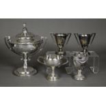 FIVE ELECTROPLATED TROPHY CUPS WITH INSCRIPTIONS DATING FROM THE 1920’S, THREE AWARDED TO FRANCIS