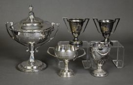 FIVE ELECTROPLATED TROPHY CUPS WITH INSCRIPTIONS DATING FROM THE 1920’S, THREE AWARDED TO FRANCIS
