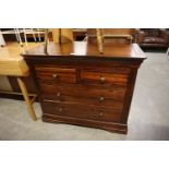 MODERN HARDWOOD CHEST OF TWO SHORT AND TWO LONG DRAWERS