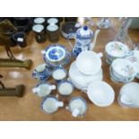 A SHELLEY 'WILD FLOWERS' PART TEA SERVICE OF 17 PIECES, SEVEN PIECES OF WHITE SHELLEY TEA CUPS AND