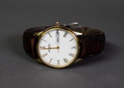 GENT'S ROTARY WINDSOR GOLD PLATED QUARTZ WRISTWATCH, 'Dolphin Standard', with white roman dial, with