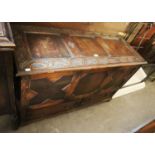 TWENTIETH CENTURY OAK JACOBETHAN PANELLED MULE CHEST, POSSIBLY BY WOOD BROS. 4' (122cm) wide