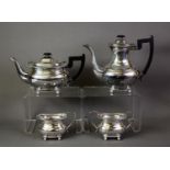 VINERS ALPHA PLATE FOUR PIECE GEORGIAN STYLE TEA AND COFFEE SET, of rounded oblong from with shell