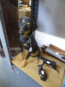 COUNTRY ARTISTS RESIN CAST MODEL OF A SEATED DOBERMAN PINCHER 17 1/2" (44.4cm) AND TWO SMALLER