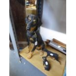 COUNTRY ARTISTS RESIN CAST MODEL OF A SEATED DOBERMAN PINCHER 17 1/2" (44.4cm) AND TWO SMALLER