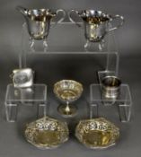 SEVEN SMALL PIECES OF ELECTROPLATE, comprising: ROGERS, TORONTO, CANADIAN SUGAR AND CREAM SET,