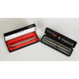 PARKER 45 FOUNTAIN PEN, BRUSH STEEL AND GILT METAL IN HARD PLASTIC CASE WITH PAPERWORK, AND