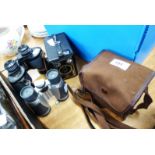 AGFA ALMOST MINT VINTAGE BOX CAMERA, IN CANVAS CASE, PAIR HILKINSON - LINCOLN BINOCULARS AND A