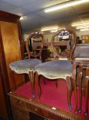 PAIR OF VICTORIAN WALNUT BALLOON BACK DINING CHAIRS [2]