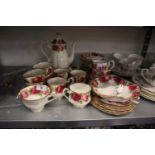 THIRTY EIGHT PIECE ROYAL ALBERT ‘OLD ENGLISH ROSES’ CHINA PART TEA AND COFFEE SERVICE, including: