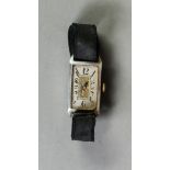 LADY'S TEGRA SWISS ART DECO SILVER WRISTWATCH with mechanical movement, narrow rectangular arabic