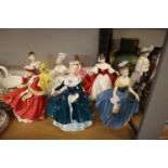 COLLECTION OF SEVEN ROYAL DOULTON LADIES INCLUDING; 'TOP OF THE HILL', HN 1834, JANINE HN 2461,