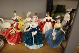 COLLECTION OF SEVEN ROYAL DOULTON LADIES INCLUDING; 'TOP OF THE HILL', HN 1834, JANINE HN 2461,