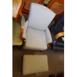 MODERN KNOLL STYLE CHAIR AND FOOTSTOOL [2]