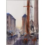 LEA NIXON (Twentieth/Twenty First Century) WATERCOLOUR Albert Dock, Liverpool Signed lower right