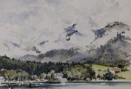 ALBERT B. OGDEN (b. 1928) WATERCOLOUR ‘ Fuschlsee, Austria’ Initialled, titled to label verso 7” x 9