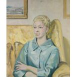 HARRY RUTHERFORD (1903 - 1985) OIL PAINTING ON CANVAS Portrait of a young woman with short blond