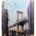 KRIS HARDY (b.1978) MIXED MEDIA ON CANVAS ‘Manhattan’ Signed, titled to gallery label verso 40” x