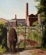 ROGER HAMPSON (1925 - 1996) OIL PAINTING ON BOARD At the Mill Gates Signed lower right and titled