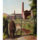 ROGER HAMPSON (1925 - 1996) OIL PAINTING ON BOARD At the Mill Gates Signed lower right and titled